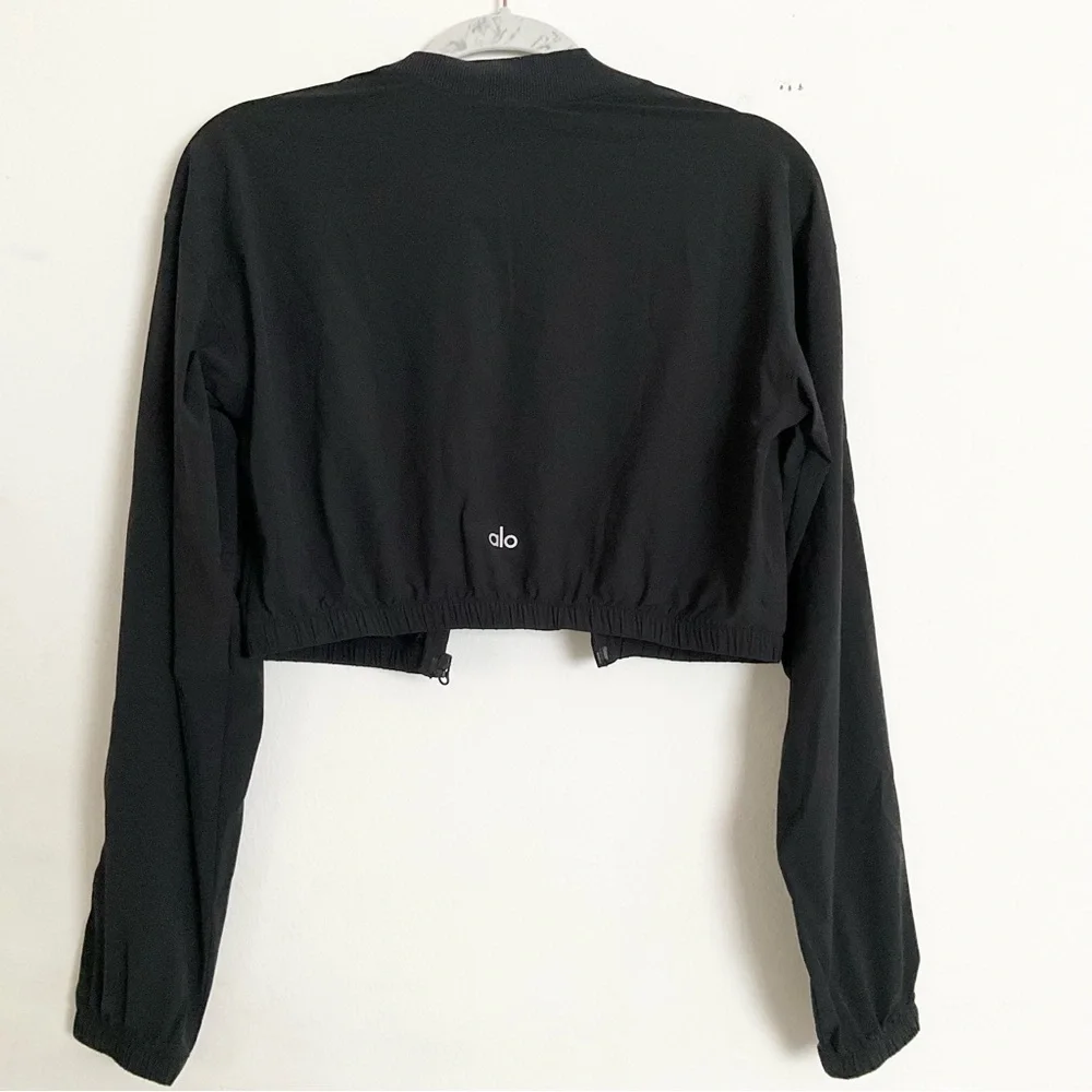 Alo Yoga Cropped Breezy Full-Zip Cover Up Black XS